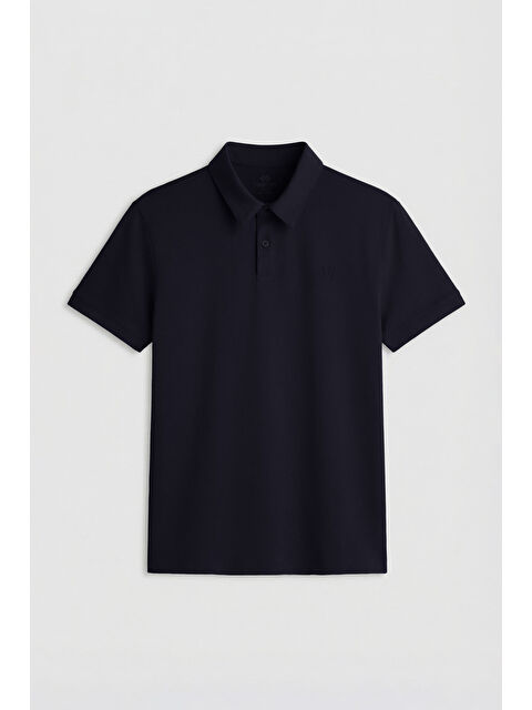 Tommylife Lacivert Basic Göğüs Logolu Standart Kalıp Triko Polo Yaka Erkek Tişört - 87768 - S000028470-21164