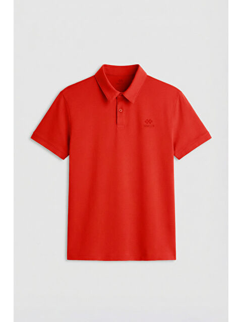 Tommylife Kırmızı Basic Logolu Standart Kalıp Triko Polo Yaka Erkek Tişört - 87748 - S000028468-20045