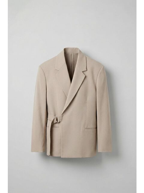 Abluka Online Erkek Kemerli Oversize Takım Elbise Bej - S000491525-19928