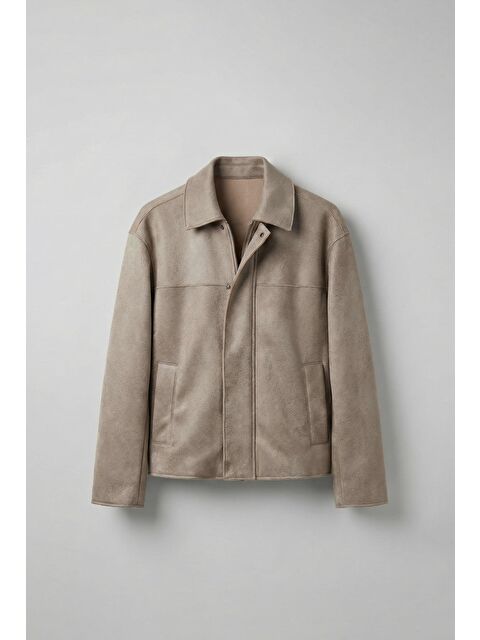 Abluka Online Erkek Oversize Süet Görünümlü Ceket Bej - S000465711-19928