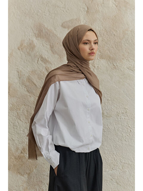 QEF Soft Line Pamuk Şal Sütlü Kahve - S000513676-4280