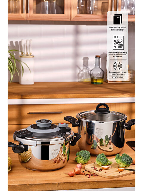 Emsan Vera Düdüklü Tencere Seti 4+6 Litre Siyah - S000362683-19351