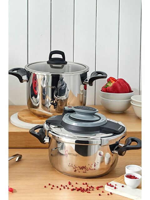 Emsan Montana İndüksiyon Tabanlı Düdüklü Tencere Seti Siyah Gri 4+6 Litre - S000395839-19351