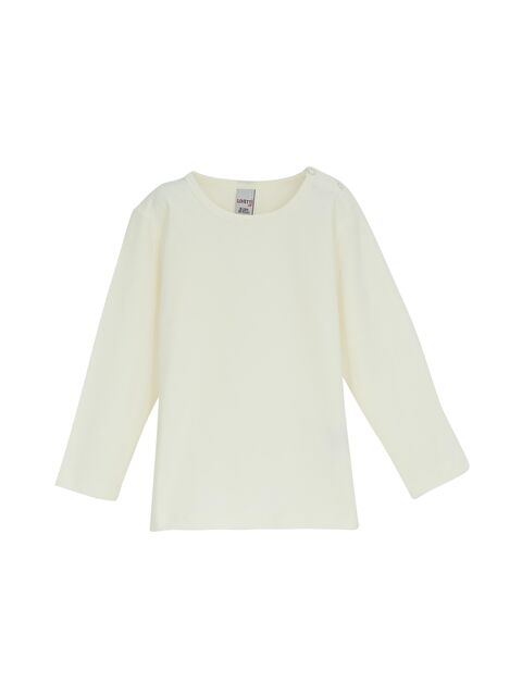Lovetti Ekru Basic Kışlık Çıtçıtlı Uzun Kollu Bebek Tişört - S000053859-19965