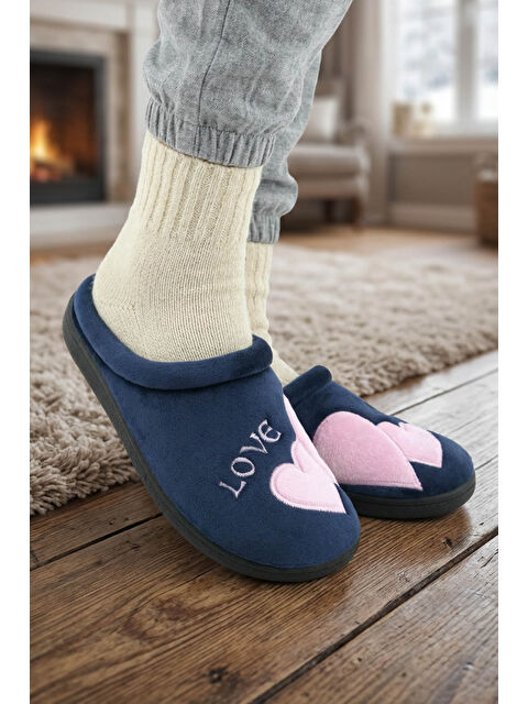 Gezer Kadın Kışlık Nakışlı Tasarım Havlu Kumaş PU Taban Rahat Ev Bahçe Gondol Terlik - S000435003-21164