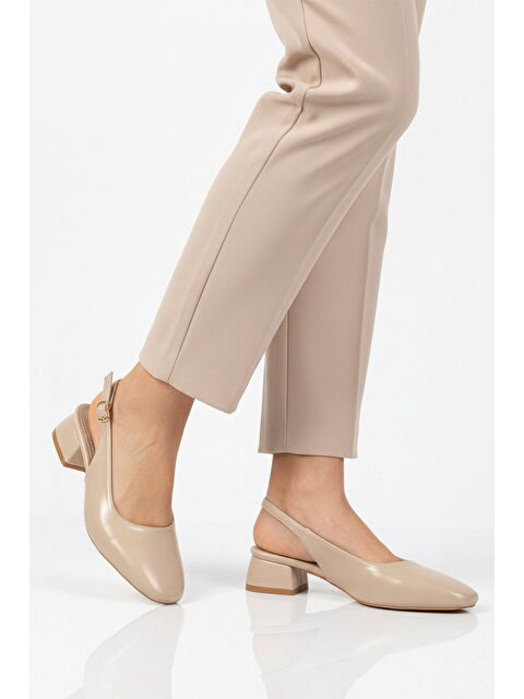 Ayakmod Bej Geniş Kalıp Kadın Topuklu Abiye Ayakkabı 608422 Z - S000515935-19928