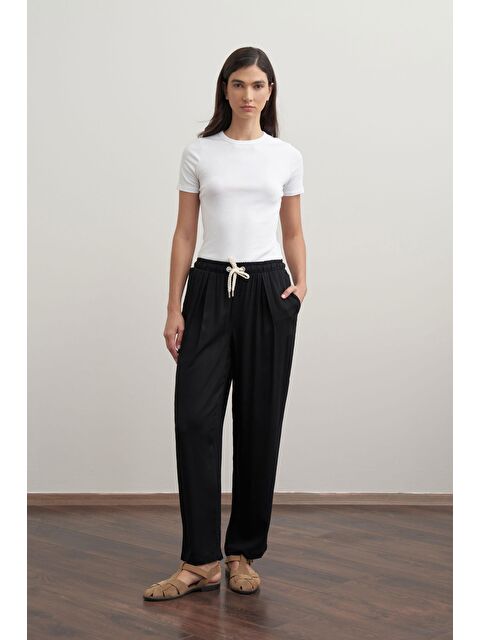 ALLDAY Siyah-Beli Lastikli Geniş Paça Pantolon - S000019725-19351