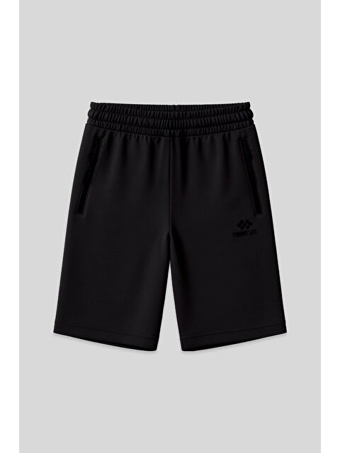 Tommylife Siyah Gizli Fermuar Arka Cepli Bağcıklı Standart Kalıp Erkek Şort - 81136 - S000030808-19351