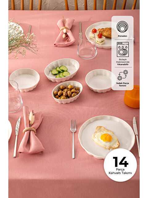 Emsan Cozy 14 Parça 6 Kişilik Porselen Kahvaltı Takımı Beyaz - S000397175-20063