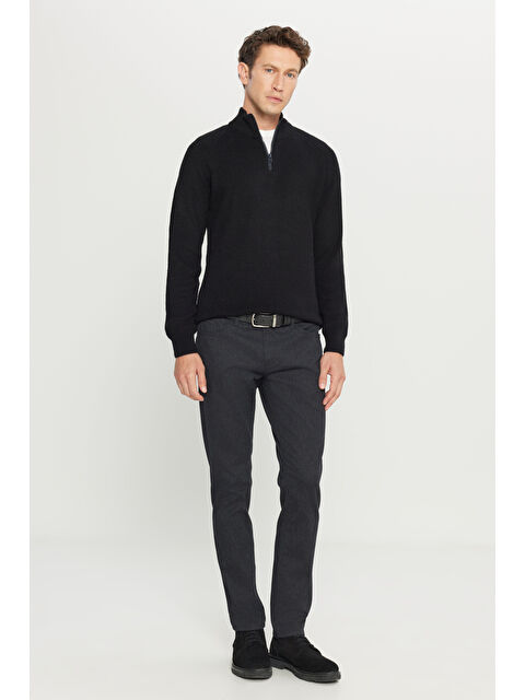 Altınyıldız Classics Erkek Siyah Pamuklu Slim Fit Dar Kesim 5 Cepli Esnek Casual Pantolon - S000428165-19351