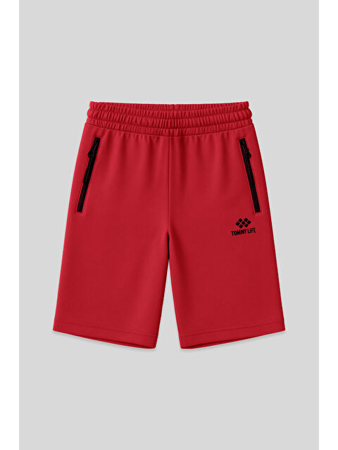 Tommylife Kırmızı Gizli Fermuar Arka Cepli Bağcıklı Standart Kalıp Erkek Şort - 81136 - S000030808-20045