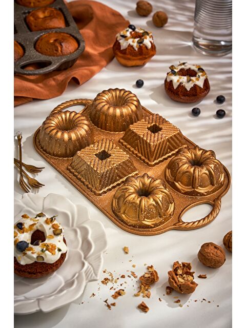 Emsan Griss One Six 6'lı Döküm Kek Kalıbı Gold - S000397197-20072
