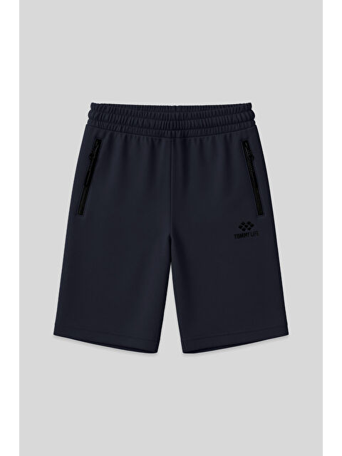 Tommylife Lacivert Gizli Fermuar Arka Cepli Bağcıklı Standart Kalıp Erkek Şort - 81136 - S000030808-21164