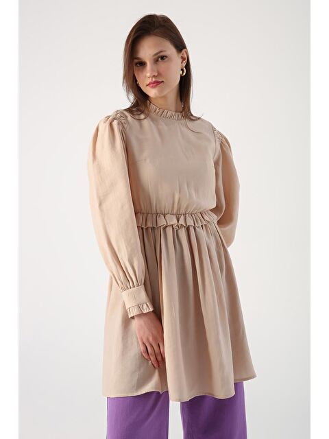 ALLDAY Bej Fırfır Detaylı Beli Büzgülü Tunik - S000081298-19928