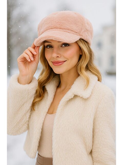 Luminos Butik Kadın Pudra Pelüş Kaptan-denizci Şapka Spk1128 - S000250396-7152