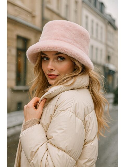 Luminos Butik Pelüş Ayarlanabilir Pembe Bucket Kalpak Şapka-bere Spk1142 - S000283334-7152