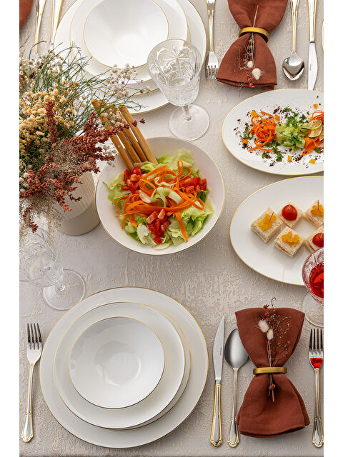 Emsan Elmira Gold Fine Bone 59 Parça 12 Kişilik Yemek Takımı - S000400746-37245