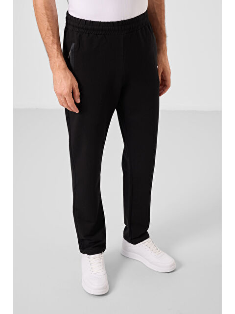 Tommylife Siyah Fermuar Cepli Dar Kalıp Klasik Paça Erkek Eşofman Alt - 84649 - S000032297-19351