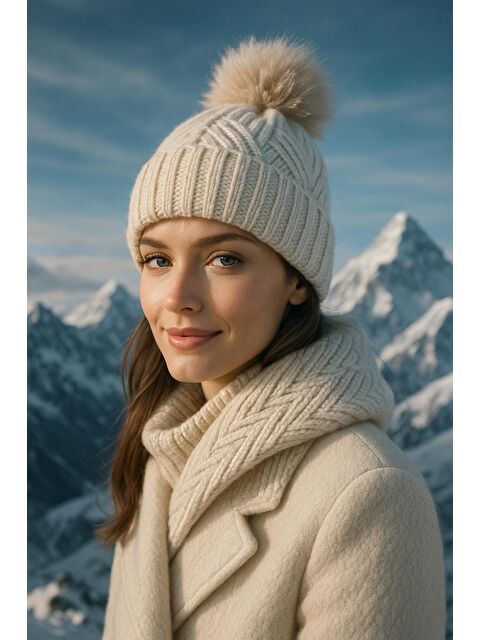 Luminos Butik Bej Içi Yünlü Ithal Triko Örgü Bere Bere1140 - S000273669-19928