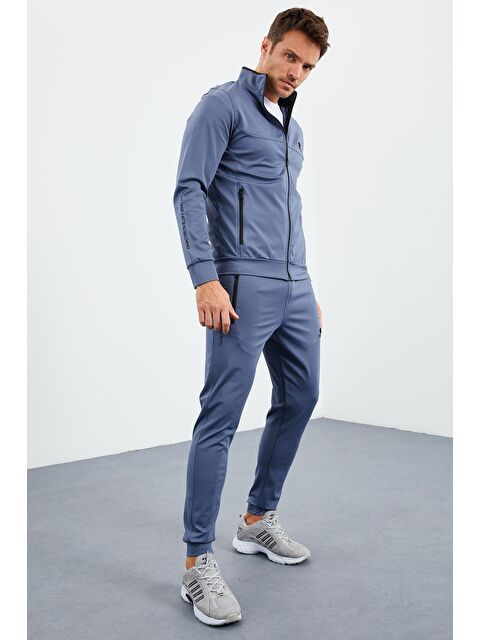 Tommylife Petrol Dik Yaka Fermuarlı Standart Kalıp Manşetli Erkek Eşofman Takım - 85160 - S000160184-20019