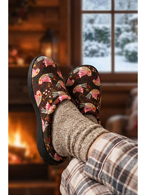 Gezer Kadın Kışlık PU Rahat Taban Desenli Ev Bahçe Gondol Terlik - S000435618-29705