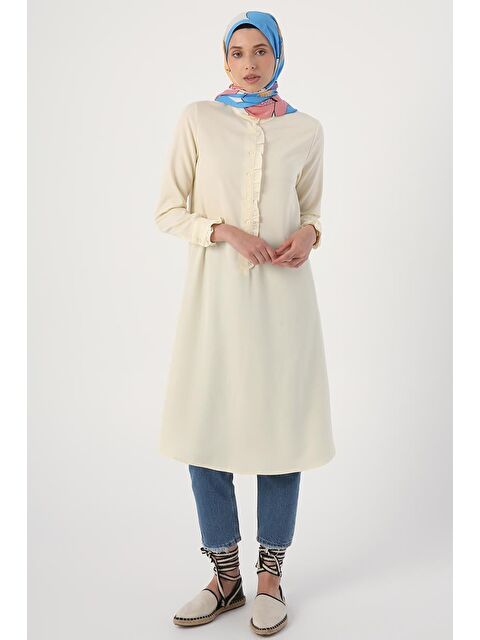 ALLDAY Ekru-Fırfır Detaylı Tunik - S000023348-19965