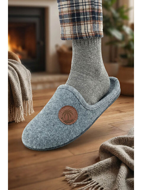 Gezer Erkek Kışlık Keçe Çıkarılabilir İç Taban Rahat Ev Bahçe Gondol Terlik - S000435021-20600