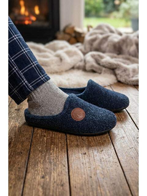 Gezer Erkek Kışlık Keçe Çıkarılabilir İç Taban Rahat Ev Bahçe Gondol Terlik - S000435021-21164