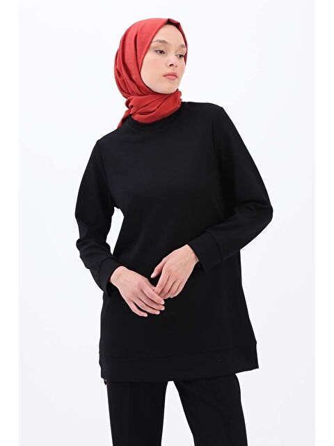 ALLDAY Siyah Garnili Piliseli Fermuarlı Tunik - S000280381-19351