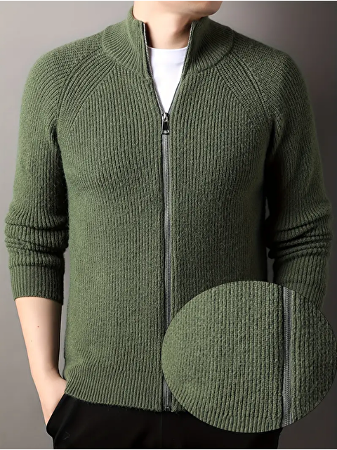 Tarz Cool Erkek Dik Yaka Fermuarlı Slim Fit Triko Hırka - S000318030-18547