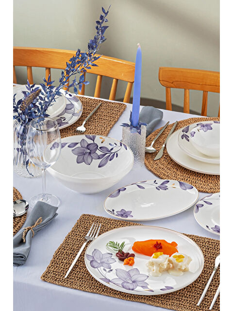 Emsan Isley New Bone 53 Parça 12 Kişilik Yuvarlak Yemek Takımı Lacivert - S000417225-21164