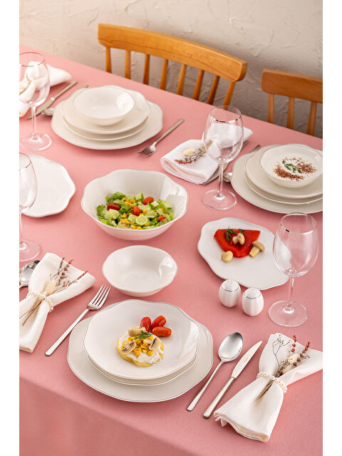 Emsan Lotus 53 Parça 12 Kişilik Yemek Takımı Platin - S000417229-20063