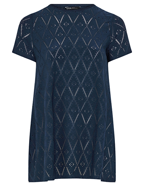 Stil Diva Büyük Beden V Yaka Kısa Kollu Dantel Detaylı Astarsız Bluz 303263 - S000320167-21164