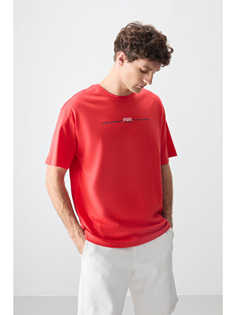 Air Jones %100 Pamuk Kalın Yumuşak Dokulu Oversize Fit Baskılı Erkek Tişört - S000149724-20045