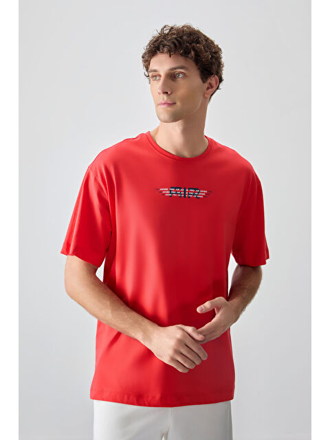 Air Jones %100 Pamuk Kalın Yumuşak Dokulu Oversize Fit Baskılı Erkek Tişört - S000149637-20045