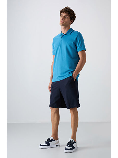 Tommylife Lacivert Pamuklu Kalın Yumuşak Dokulu Comfort Fit Basic Erkek Şort - 81261 - S000157054-21164