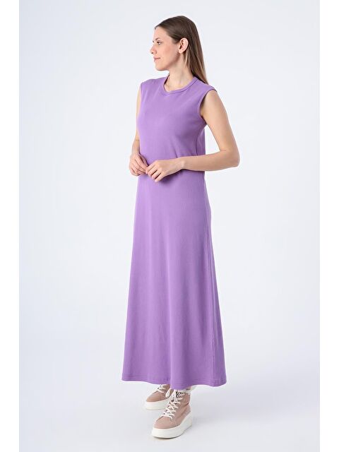 ALLDAY Mor Pamuklu Fitilli Kolsuz İçlik Elbise - S000019662-20042