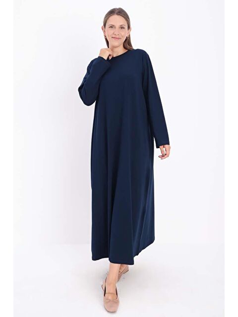 ALLDAY Lacivert Pamuklu Basic Uzun Kollu İçlik Elbise - S000220319-21164