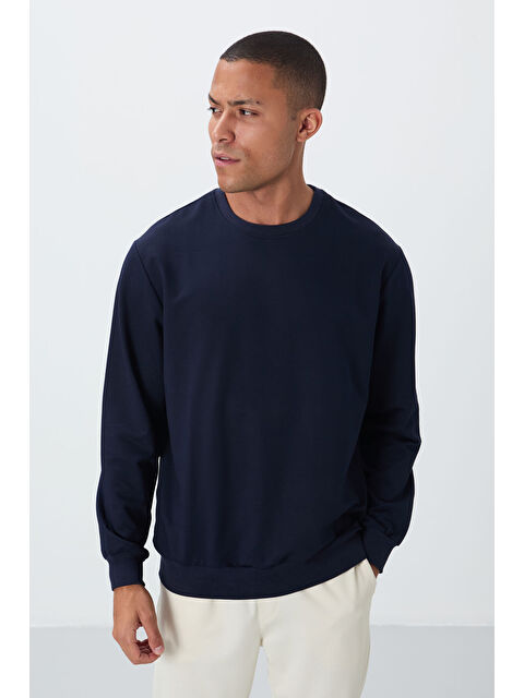 Air Jones İndigo Pamuk Dokulu Standart Fit Basic Erkek Sweatshirt - 88363 - S000149613-23093