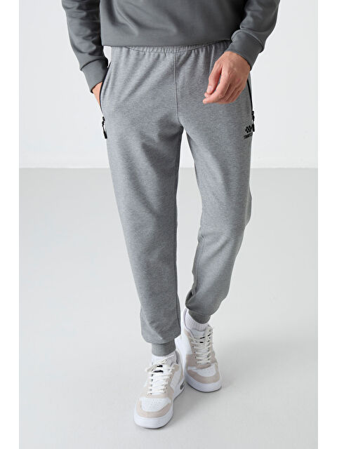 Tommylife Gri Melanj Air Baskılı Fermuar Cepli Standart Kalıp Erkek Jogger Eşofman Altı- 84587 - S000084626-74