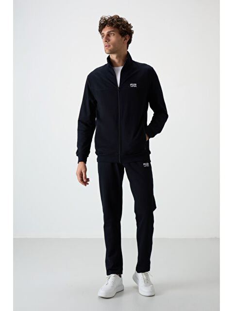 Air Jones Troy Lacivert Dik Yaka Fermuarlı Standart Kalıp Erkek Eşofman Takım - 85196 - S000080410-21164