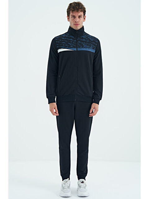 Air Jones Harry Lacivert Dik Yaka Standart Kalıp Erkek Eşofman Takım - 85197