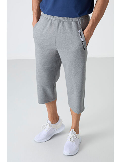 Tommylife Gri Melanj Ön Cep Detaylı Standart Kalıp Klasik Paça Erkek Kapri - 83092 - S000145677-74