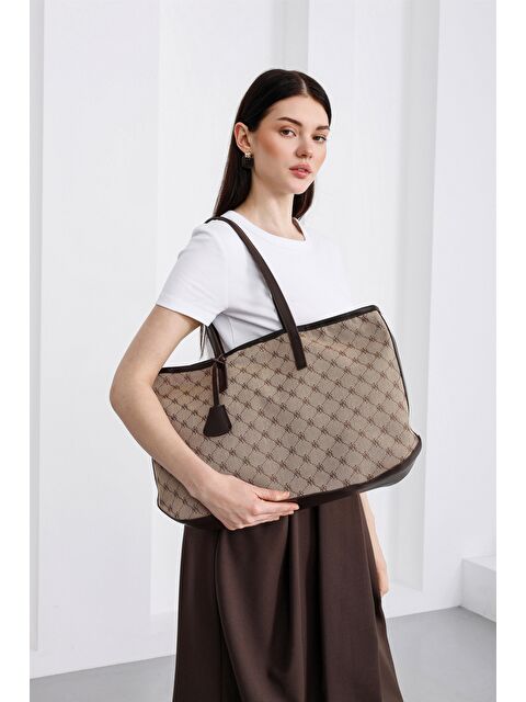 Shulebags Michelle Monogram Omuz Çantası Acı Kahve - S000423586-28102