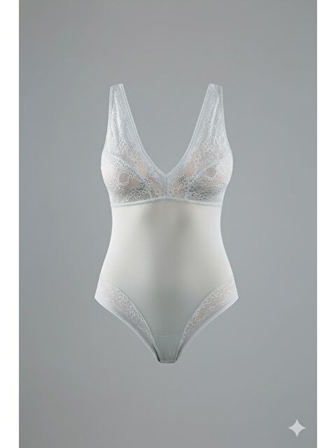 C&City Desteksiz Dantelli Çıtçıtlı Body C15083 Yeşil - S000223017-18194