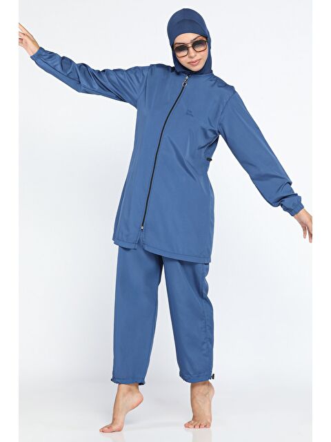 Julude Tam Kapalı Tunik Pantolon Bone Paraşüt Kumaş 3'lü Tesettür Mayo - S000223544-21164