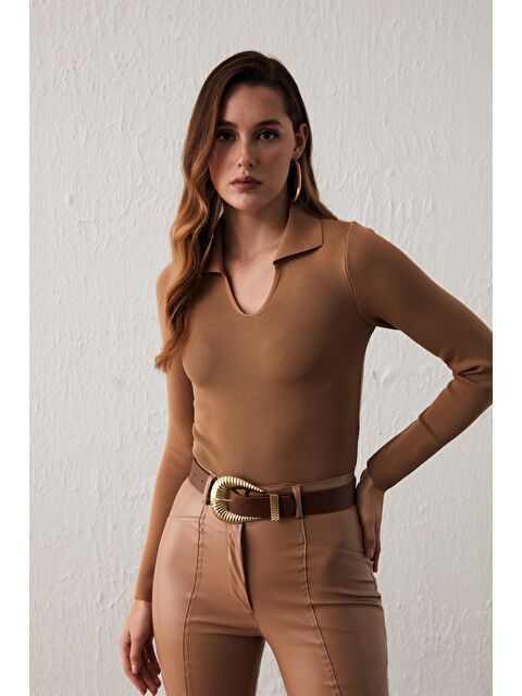 SATEEN Polo Yaka Triko - Vizon - S000324345-26429