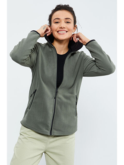 Tommylife Çağla Dik Yaka Fermuarlı Rahat Form Kadın Polar Sweatshirt - 97173 - S000194179-19416