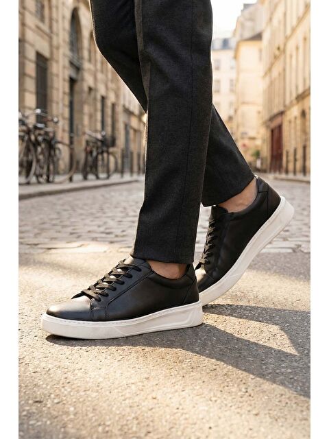 Al-Me Erkek İç Dış Hakiki Deri Ortopedik Rahat Taban Bağcıklı Ayarlanabilir Günlük Spor Ayakkabı - S000366151-19351