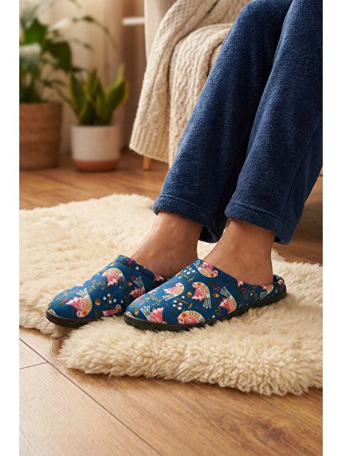 Gezer Kadın Kışlık PU Rahat Taban Desenli Ev Bahçe Gondol Terlik - S000435618-17234